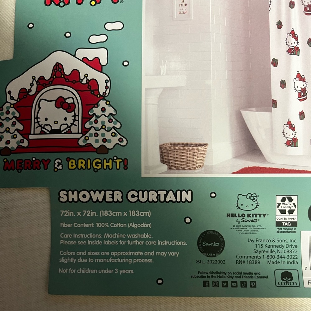 Hello Kitty Merry and Bright Christmas shower curtain